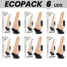 Ecopack 6 Units - Basecock Realistic Vibrator Remote Control Flesh 18.5cm