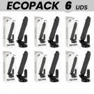 Ecopack 6 Units - Basecock Realistic Vibrator Remote Control Black 20cm