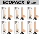 Ecopack 6 Units - Basecock Realistic Vibrator 2-1 Flesh 18.5 Cm