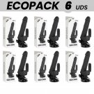 Ecopack 6 Units - Basecock Realistic Vibrator Remote Control Black 18.5cm