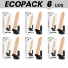 Ecopack 6 Units - Basecock Realistic Vibrator Remote Control Flesh 21cm