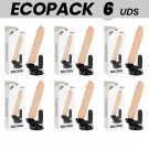 Ecopack 6 Units - Basecock Realistic Vibrator Remote Control Flesh 20cm