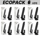 Ecopack 6 Units - Basecock Realistic Vibrator Remote Control Black 21cm