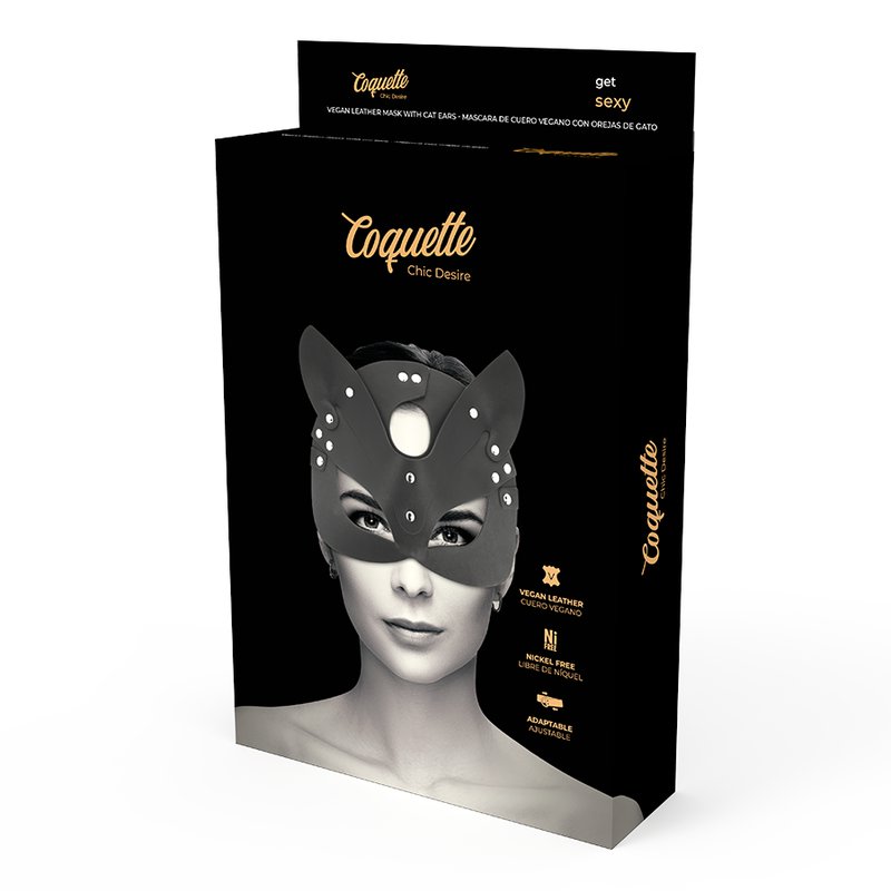Coquette Chic Desire Vegan Leather Mask With Cat Ears