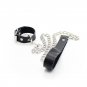 Ohmama Restraint Leather Necklace And Metallic Chain