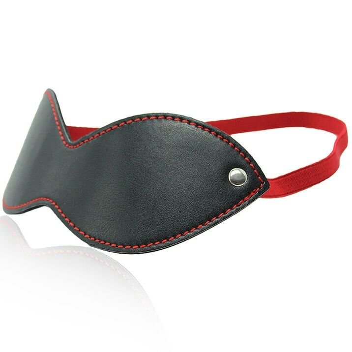 Ohmama Fetish Blindfold With 3 Rivets - Black-red