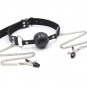 Ohmama Fetish Breatherable Ball Gag With Nipple Clamps