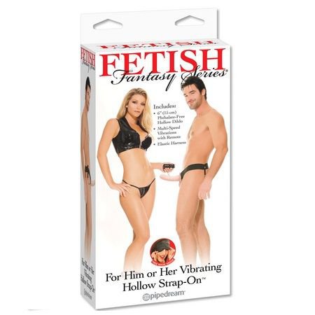 Fetish Hollow Vibrator Harness For Him And Her Natural 14cm