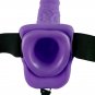 Fetish Fantasy Series 7" Hollow Strap-on Vibrating With Balls 17.8cm Purple