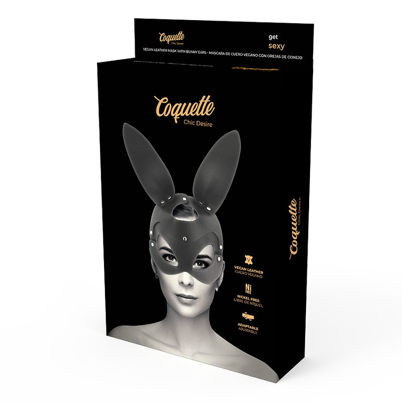 Coquette Chic Desire Vegan Leather Mask With Bunny Ears