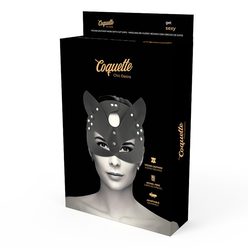 Coquette Chic Desire Vegan Leather Mask With Cat Ears