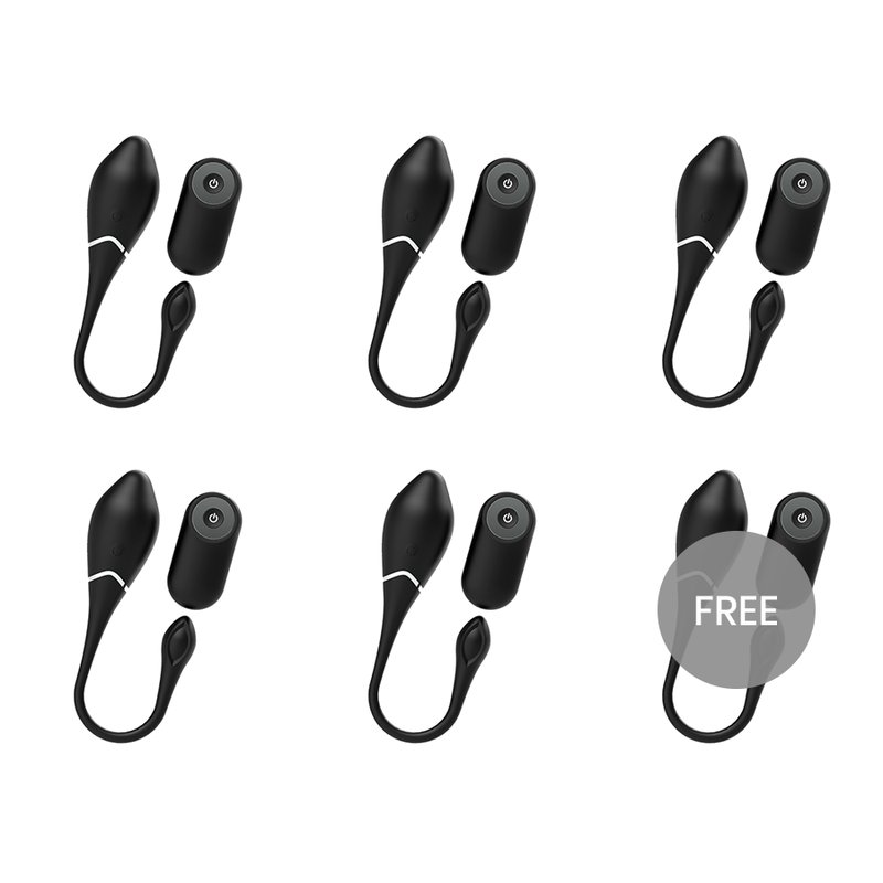 Black and Silver Jenell Rechargeable Vibrating Egg 5 + 1 Free