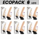 Ecopack 6 Units - Basecock Realistic Vibrator Remote Control Flesh 19 Cm