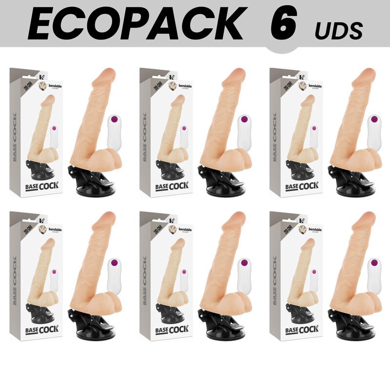 Ecopack 6 Units - Basecock Realistic Bendable Remote Control Flesh 20 Cm