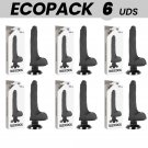 Ecopack 6 Units - Basecock Realistic Vibrator 2-1 Black 18.5 Cm