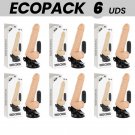 Ecopack 6 Units - Basecock Realistic Vibrator Remote Control Flesh 18.5cm