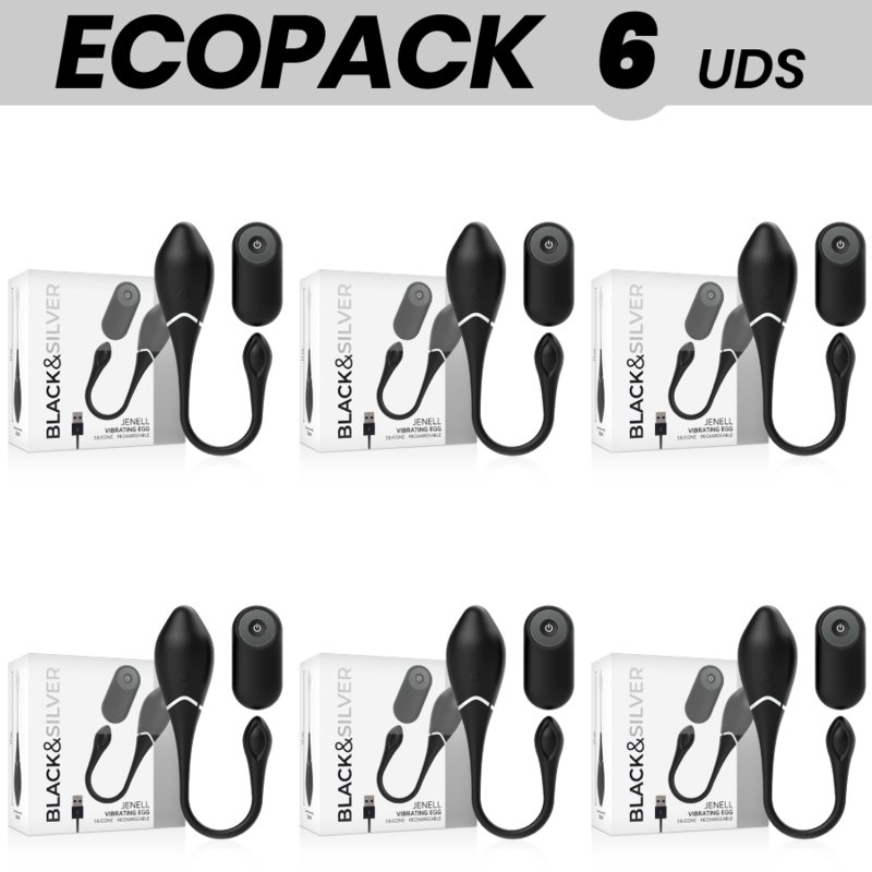 Ecopack 6 Units - Black&silver Jenell Rechargeable Vibrating
