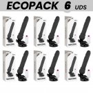 Ecopack 6 Units - Basecock Realistic Vibrator Remote Control Black 19.5 Cm