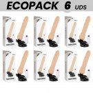 Ecopack 6 Units - Basecock Realistic Vibrator Remote Control Flesh 19.5 Cm