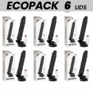 Ecopack 6 Units - Basecock Realistic Vibrator Remote Control Black 21 Cm