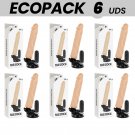 Ecopack 6 Units - Basecock Realistic Vibrator Remote Control Flesh 21cm