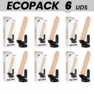 Ecopack 6 Units - Basecock Realistic Vibrator Remote Control Flesh 20cm