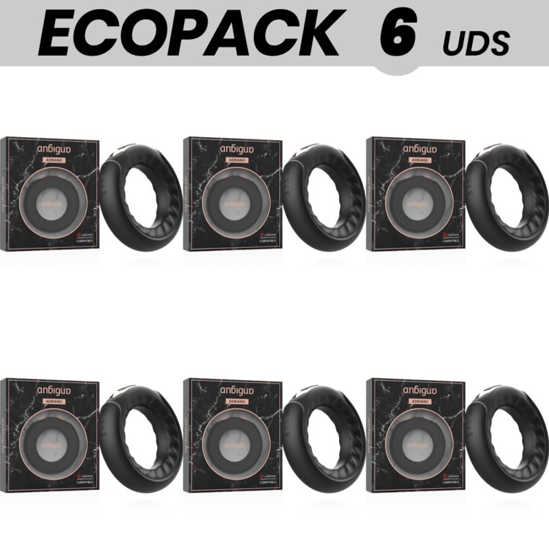 Ecopack 6 Uds - Anbiguo Adriano Vibrating Ring Compatible With Watchme