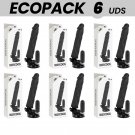 Ecopack 6 Units - Basecock Realistic Vibrator Remote Control Black 21cm