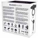 Black and Silver Cameron Rechargeable Vibrating Ring 10v Black