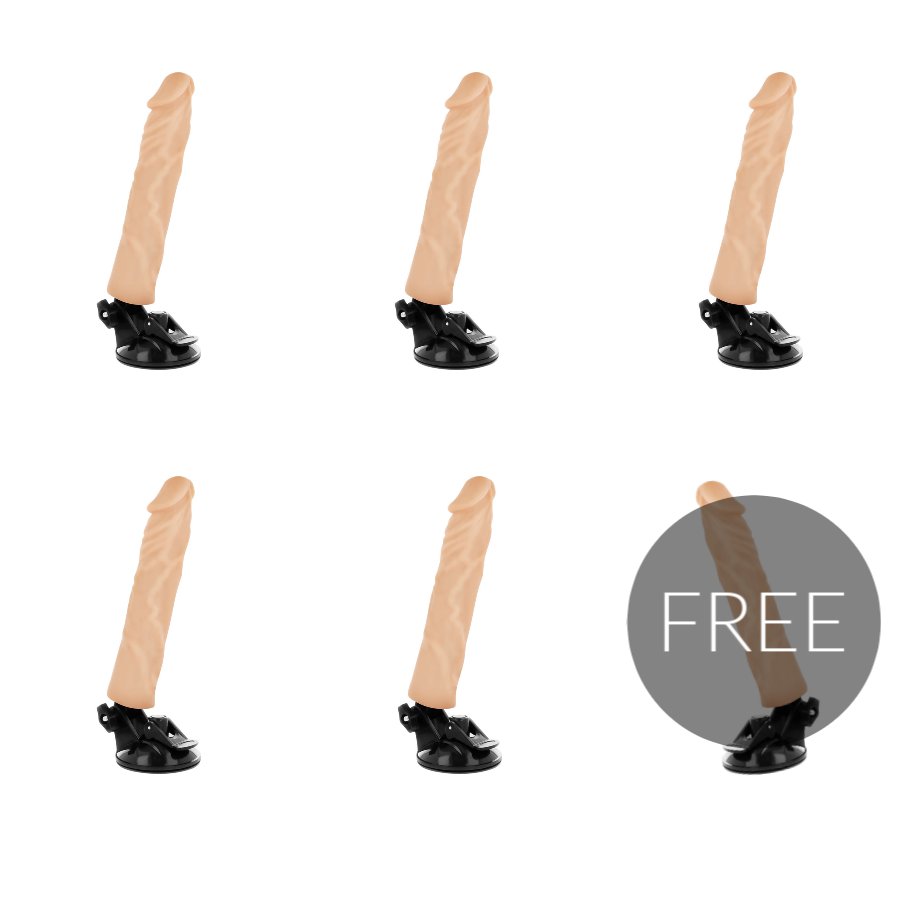 Basecock Realistic Vibrator Remote Control Flesh 21cm 5+1 Free