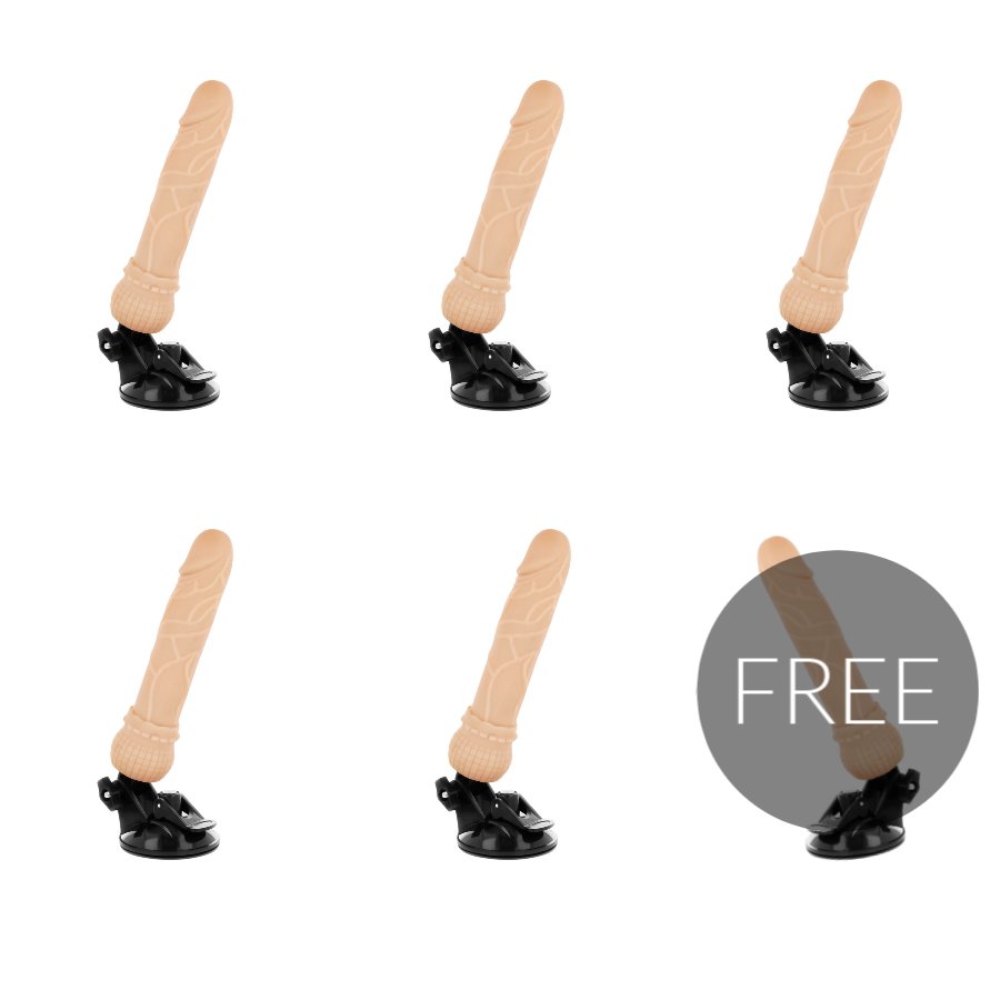 Basecock Realistic Vibrator Remote Control Flesh 19.5 Cm 5+1 Free