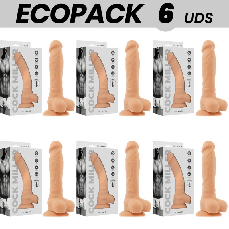 Ecopack 6 Uds - Cock Miller Silicone Density Articulable Cocksil 19,5 Cm