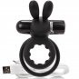 Screaming O Rechargeable Vibrating Ring With Rabbit - O Hare- Black