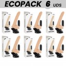 Ecopack 6 Units - Basecock Realistic Vibrator Remote Control Flesh 20cm