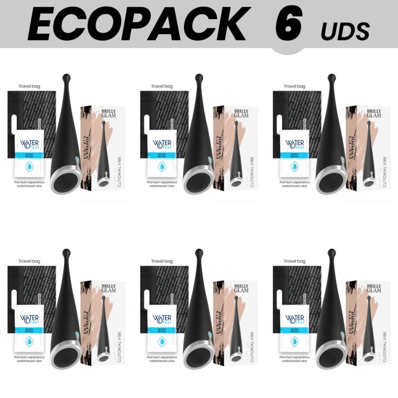 Ecopack 6 Uds - Brilly Glam Spot Vibe Black Silicone Orgasmic Clitorial Vibrator