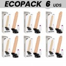 Ecopack 6 Units - Basecock Realistic Vibrator Remote Control Flesh 21 Cm