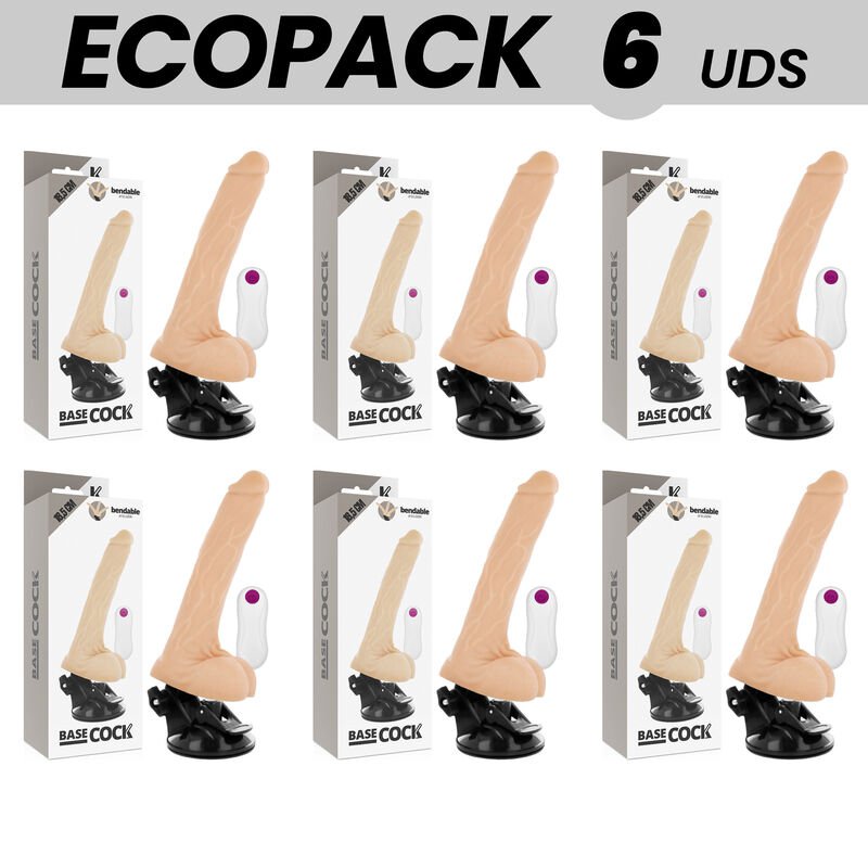 Ecopack 6 Units - Basecock Realistic Bendable Remote Control Flesh 18.5 Cm