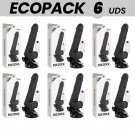 Ecopack 6 Units - Basecock Realistic Vibrator Remote Control Black 19.5cm
