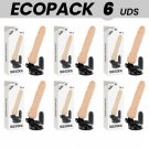 Ecopack 6 Units - Basecock Realistic Vibrator Remote Control Flesh 19.5 Cm