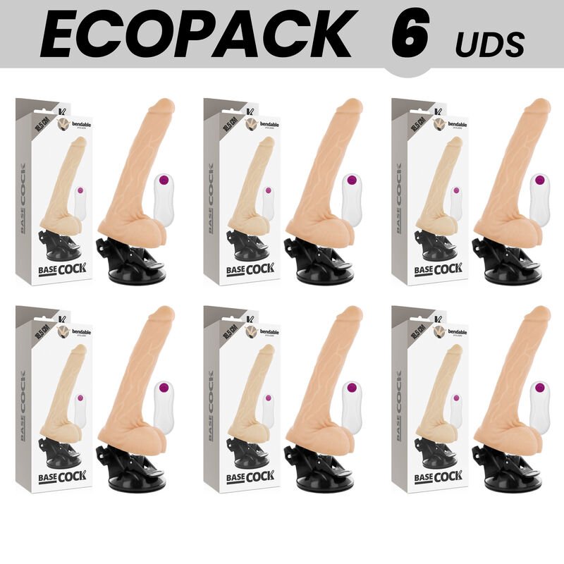 Ecopack 6 Units - Basecock Realistic Bendable Remote Control Flesh 18.5 Cm