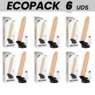 Ecopack 6 Units - Basecock Realistic Vibrator Remote Control Flesh 21 Cm