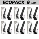 Ecopack 6 Units - Basecock Realistic Vibrator Remote Control Black 19.5 Cm