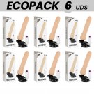 Ecopack 6 Units - Basecock Realistic Vibrator Remote Control Flesh 19.5 Cm