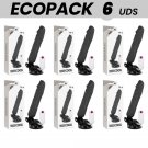 Ecopack 6 Units - Basecock Realistic Vibrator Remote Control Black 20 Cm