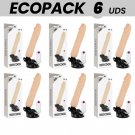 Ecopack 6 Units - Basecock Realistic Vibrator Remote Control Flesh 20 Cm