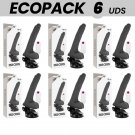 Ecopack 6 Units - Basecock Realistic Vibrator Remote Control Black 19 Cm