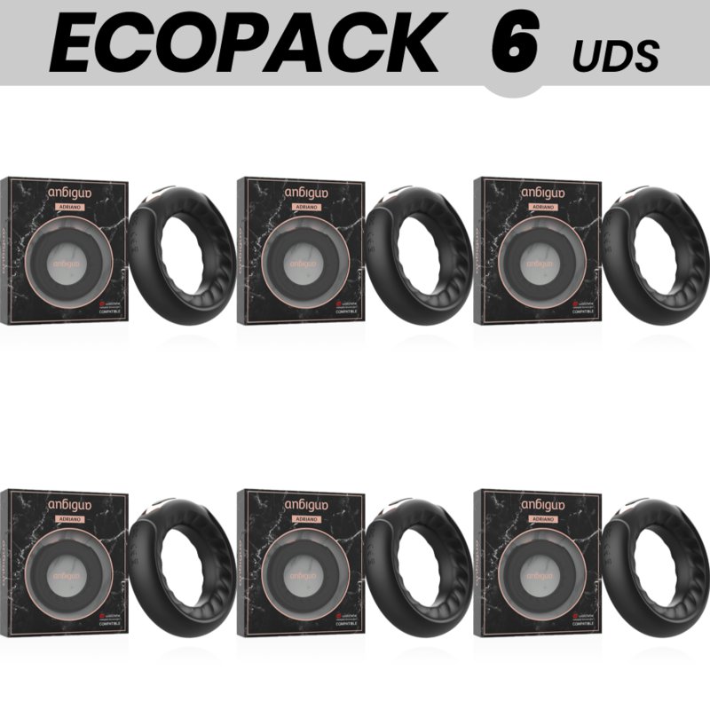 Ecopack 6 Uds - Anbiguo Adriano Vibrating Ring Compatible With Watchme