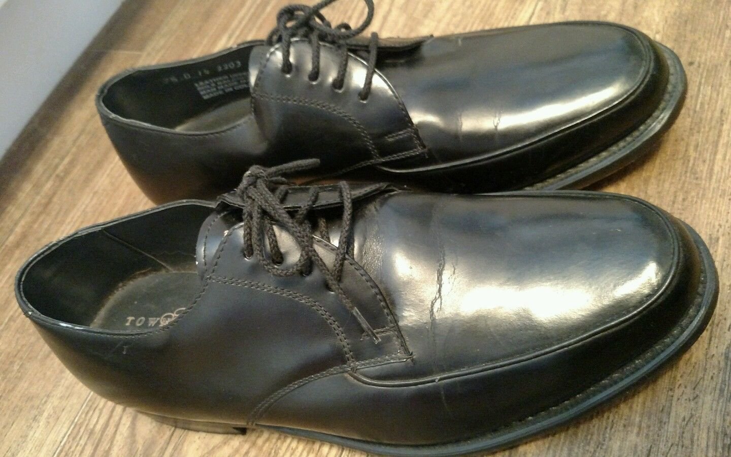 Mens TOWNCRAFT Black Leather Oxford Dress Shoes Size 7.5 M
