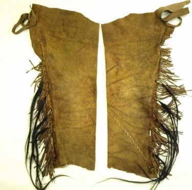 Men's Native American Buffalo Suede Leather Fringe Old Style Tubular Legging NAC1 LENGTH 40''