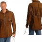 Men's New Native American Mountain Man Suede Leather Fringe Western Shirt FJ108 Size: XL